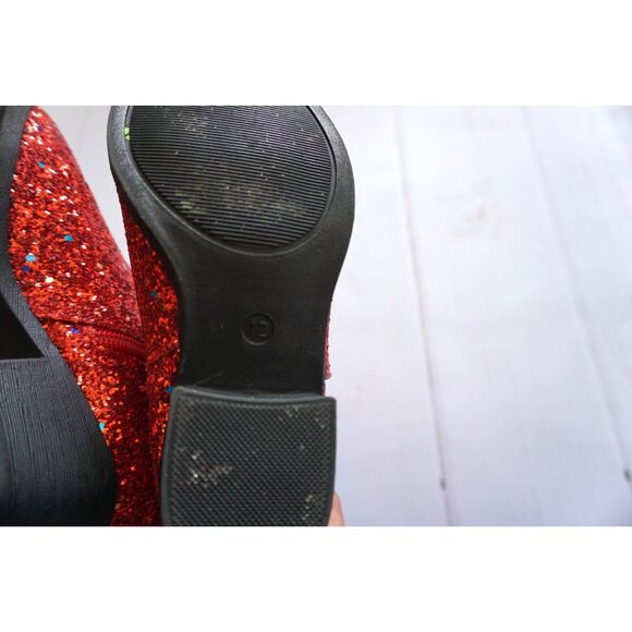 Cowboy Boots Red Glitter w/ Embroidered Design Western Style - Size 12 - Picture 6 of 13